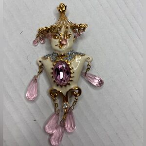 HUTTON WILKINSON Harlequin Jester Colorful Enamel Brooch Pin